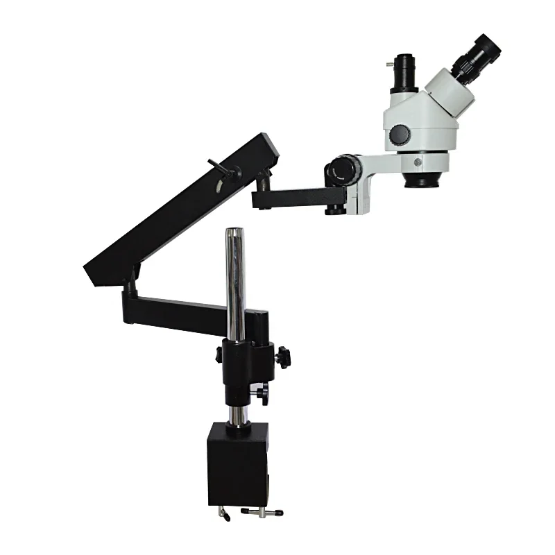 Articulating Arm Boom Stand Microscope - กล้องจุลทรรศน์สเตอริโอแบบสามตาพร้อมขาตั้งบูมเคลื่อนที่ได้ขนาดใหญ่ แขนปรับได้ สำหรับซ่อมแซมและผ่าตัดสัตว์เลี้ยง ขายดี
