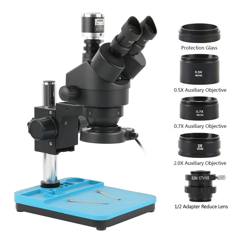 Simul-Focal Industrial Microscope 4K Hdmi - 7X-90X Simul-FOCAL ZOOM กล้องจุลทรรศน์สเตอริโอ Trinocular 4K