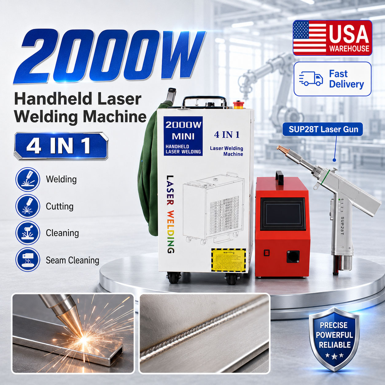 Laser Soldering Machine Handheld - เครื่องเชื่อมไฟเบอร์เลเซอร์ BWT 2000W 4 in 1