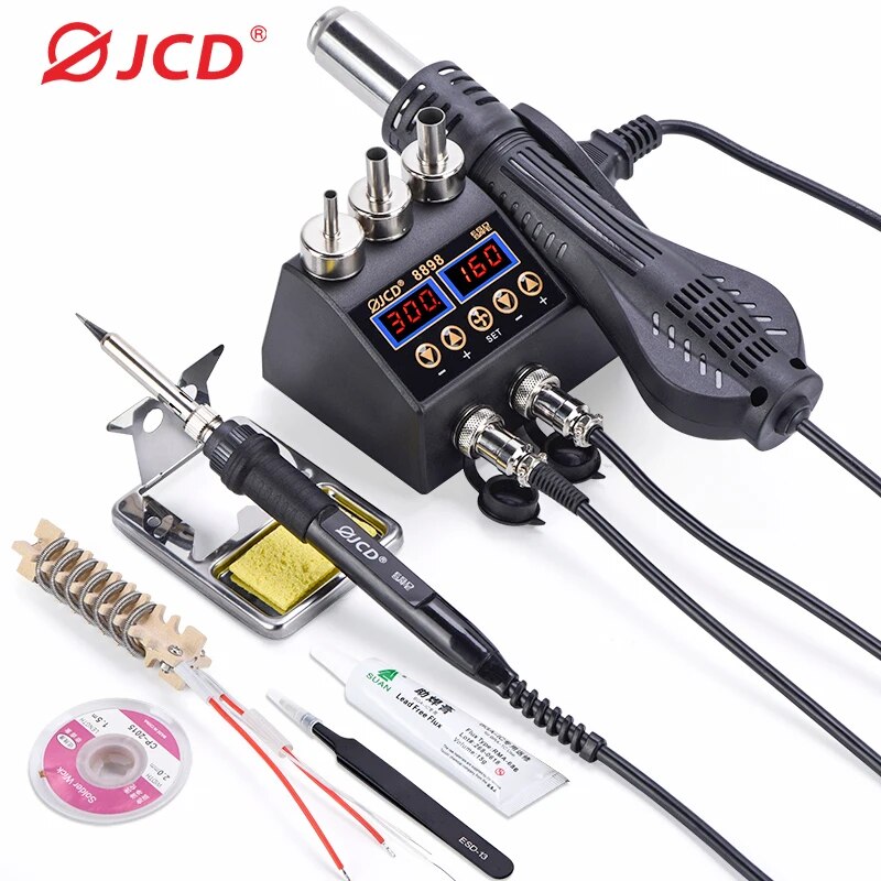 2 In 1 Soldering Rework Station 750W - Jcd อุปกรณ์เชื่อมสายไฟ750W เครื่องเชื่อมเหล็กแบบ2 in 1ปืนลมร้อนเครื่องเชื่อม Rework