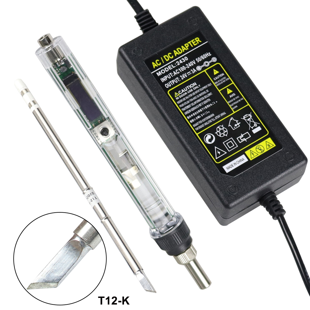 T12 Soldering Station Oled - T12 ไฟฟ้าชุดบัดกรี DC 12-24V 72W ปรับอุณหภูมิ