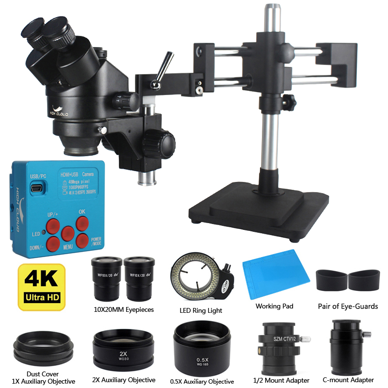 Simul-Focal Industrial Microscope 4K Hdmi - 4K 48MP HDMI USB กล้องอุตสาหกรรม 3.5X-90X
