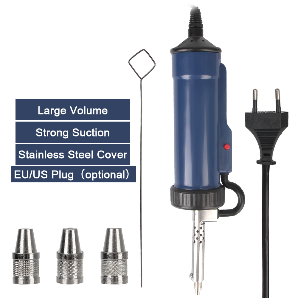 Desoldering Pump Electric Vacuum Station - ดีบุก Sucker สูญญากาศ 3 หัวดูด EU/US