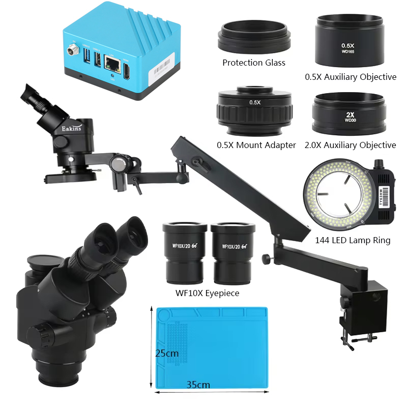 Simul-Focal Industrial Microscope 4K Hdmi - UHD 4K IMX334 HDMIวิดีโอดิจิตอลกล้อง 3.5X-90X Articulating