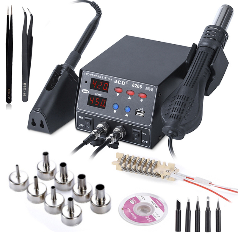 2 In 1 Soldering Rework Station 750W - สถานีบัดกรี JCD 8206 2 in 1