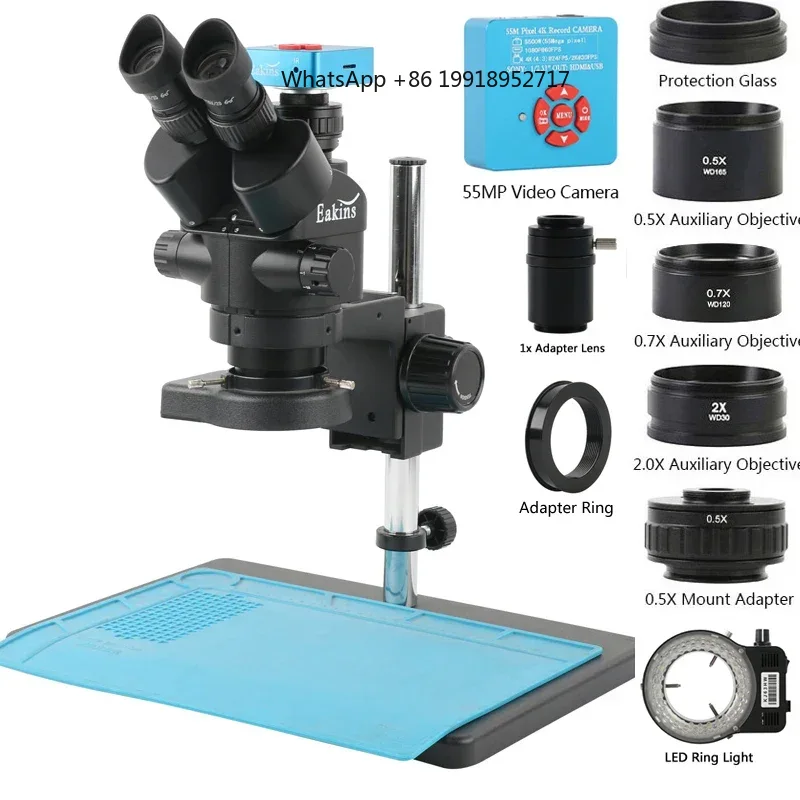 Simul-Focal Industrial Microscope 4K Hdmi - ชุดกล้องจุลทรรศน์สเตอริโอสามตา Eakins Zoom 3.5-90X พร้อมกล้องวิดีโอ HDMI