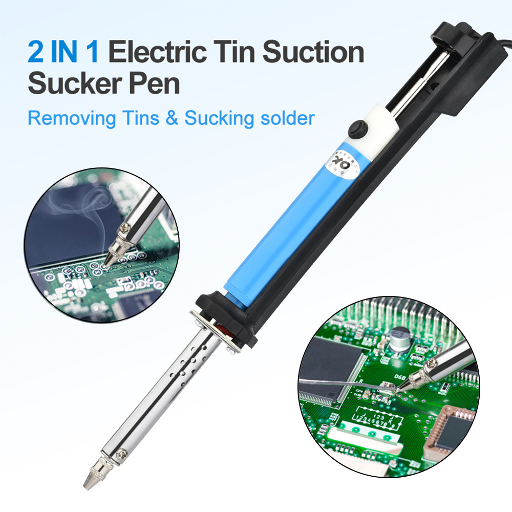Desoldering Pump Electric Vacuum Station - เครื่องดูดตะกั่วบัดกรีไฟฟ้า AC 110V/220V ปากกาบัดกรี 30W ปั๊มสุญญากาศดูดตะกั่วสำหรับงานบัดกรี