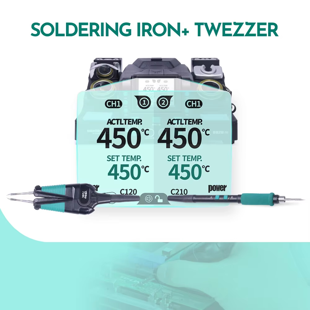 C210 Precision Soldering Station - สถานีรีเวิร์คชิ้นส่วนขนาดเล็กแบบ SMT SMD พร้อมระบบปรับเทียบอัตโนมัติ YIHUA 982D-III