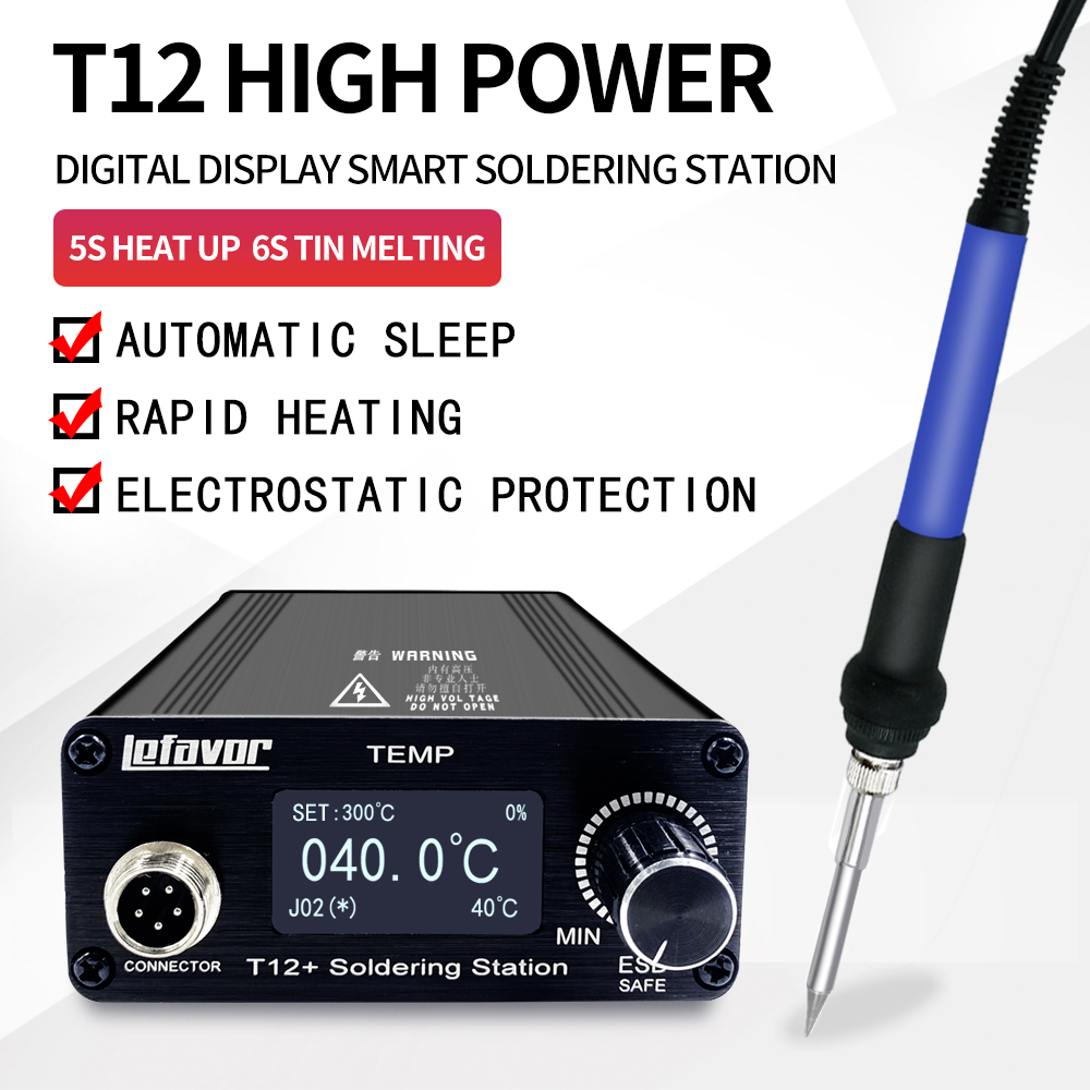 T12 Soldering Station Oled - T12 + สถานีบัดกรีหัวแร้ง 1.3 นิ้ว OLED