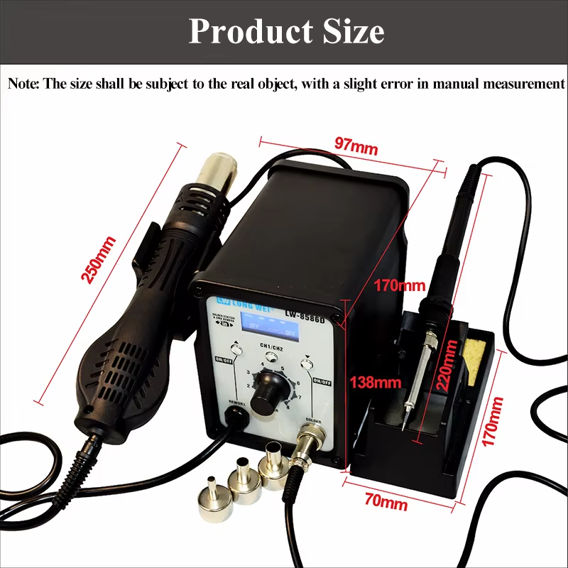 LW-8586D ปืนลมร้อน 2 in 1 กำลั - 2 In 1 Soldering Rework Station 750W บทวิจารณ์และราคา