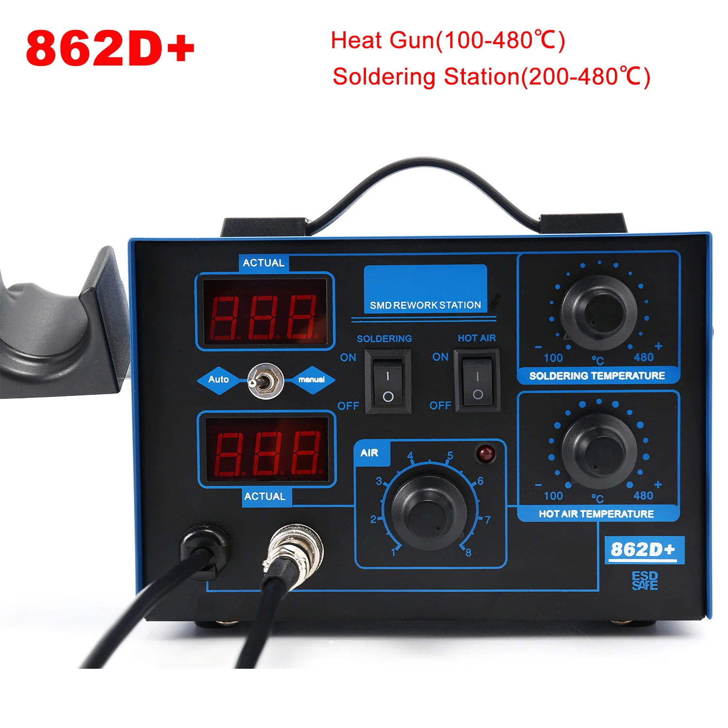 สถานีบัดกรี 862D+ 2 in 1 สถานี - 2 In 1 Soldering Rework Station 750W บทวิจารณ์และราคา
