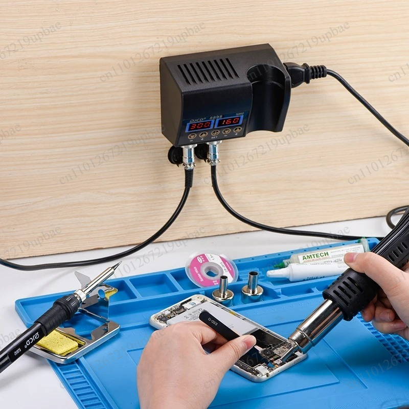 8898 สถานีบัดกรีดิจิตอล LCD 2- - 2 In 1 Soldering Rework Station 750W บทวิจารณ์และราคา