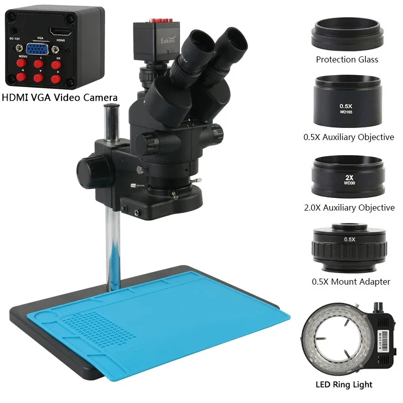 1080P 2K 4K 36MP VGA HDMI Type - Trinocular Stereo Microscope 7X-45X บทวิจารณ์และราคา