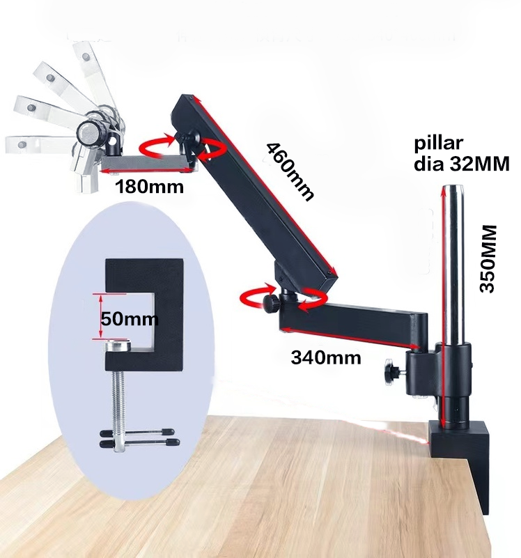 ขาตั้งกล้องสเตอริโอแบบสามตา 7- - Articulating Arm Boom Stand Microscope บทวิจารณ์และราคา