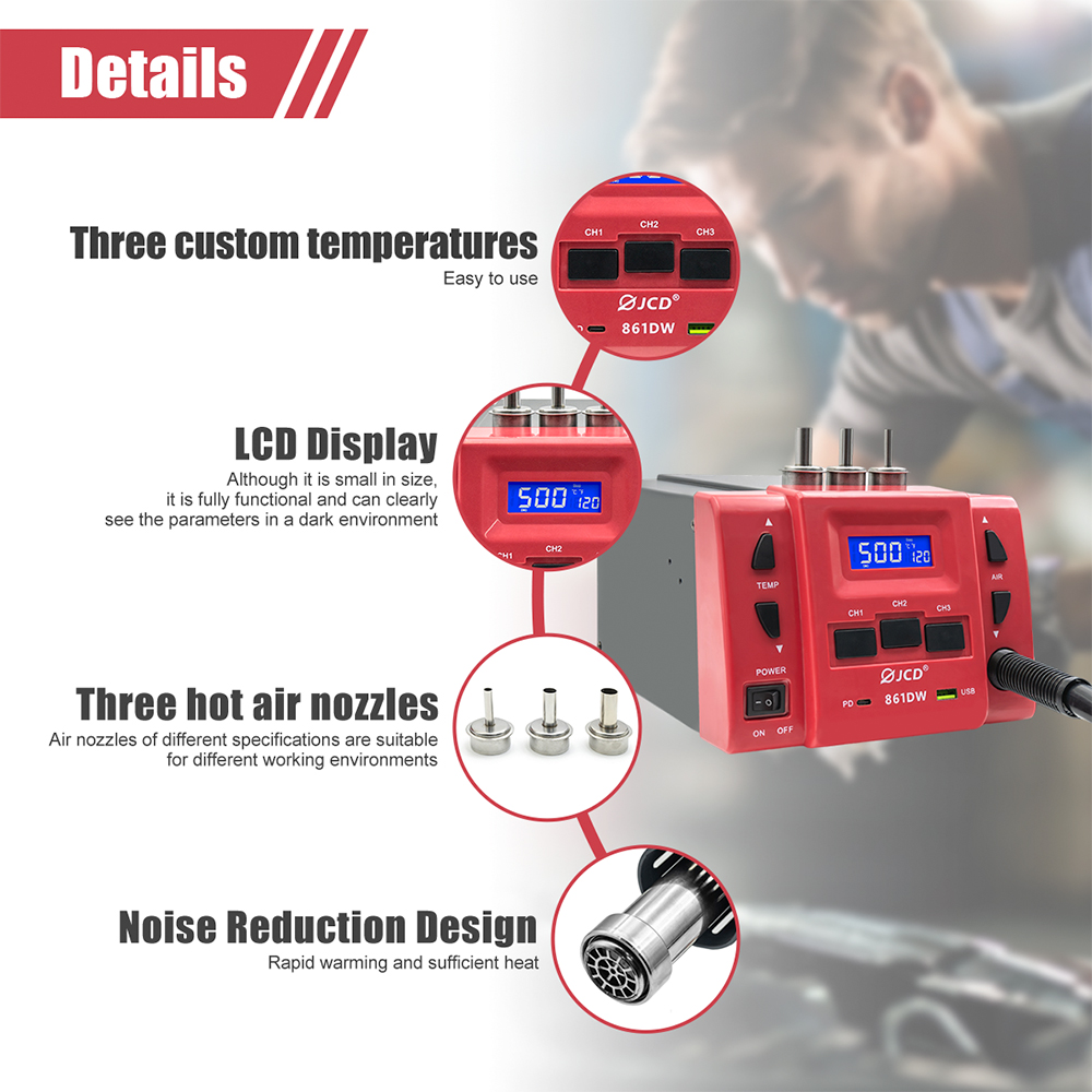 ปืนลมร้อน JCD 861DW 1000W กำลั - Hot Air Rework Station 861Dw บทวิจารณ์และราคา