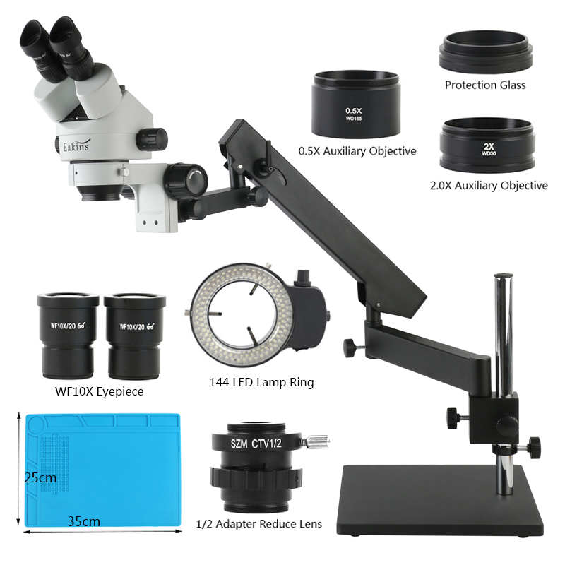 ขาตั้งกล้องจุลทรรศน์แบบสเตอริโ - Trinocular Stereo Microscope 7X-45X บทวิจารณ์และราคา
