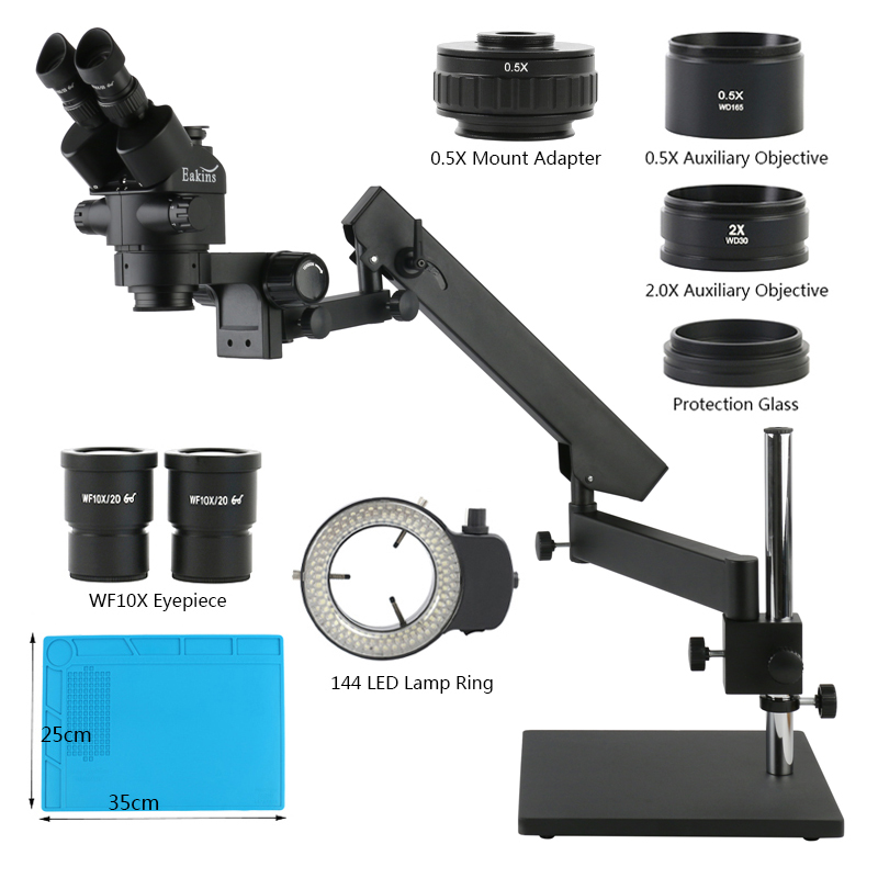 ขาตั้งกล้องจุลทรรศน์แบบสเตอริโ - Trinocular Stereo Microscope 7X-45X บทวิจารณ์และราคา